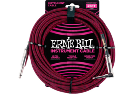 Ernie Ball 6062 gewebtes Gitarrenkabel 7,6 Meter schwarz/rot