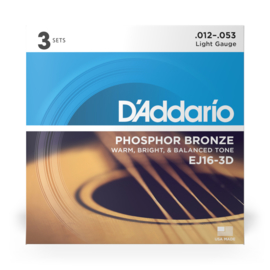 D'Addario EJ16-3D 3 Pack Saitensatz für Akustische/Westerngitarre