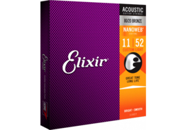 Elixir 11027 Acoustic Custom Light 80/20 Phosfor Nanoweb 11-52