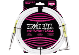 Ernie Ball 6049 gitaar kabel 3 meter wit 1x haaks 1x rechte jack