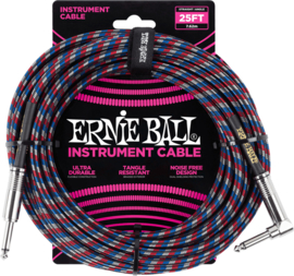 Ernie Ball 6063 geweven gitaar kabel 7,6 meter rood wit blauw zwart