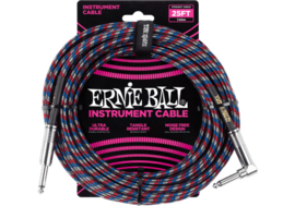 Ernie Ball 6063 gewebtes Gitarrenkabel 7,6 Meter rot weiß blau schwarz