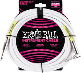 Ernie Ball 6047 gevlochten gitaar kabel 6 meter White
