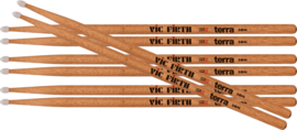 Vic Firth 5BTN Terra drumstokken 4 Pack - hickory met nylon tip