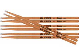 Vic Firth 5BTN Terra drumstokken 4 Pack - hickory met nylon tip