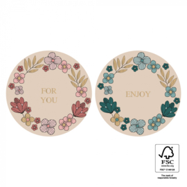 Sticker | Duo - Flower Field Gold - Pink/ Blue | 6 stuks