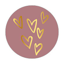 Sticker Oud roze met gouden hartjes