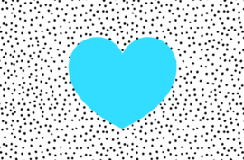 Mini kaartje Dots & heart blauw