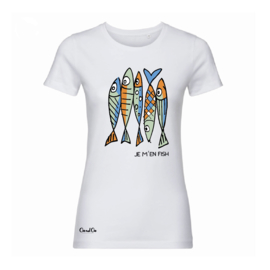 Je m'en Fish T-Shirt Ladies - White