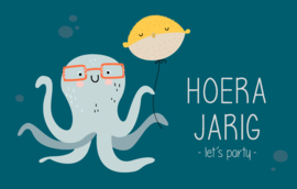 Hoera Jarig - Let's Party - Wenskaart