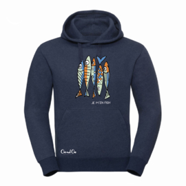 Hooded Sweatshirt - Je m'en Fish - Blue