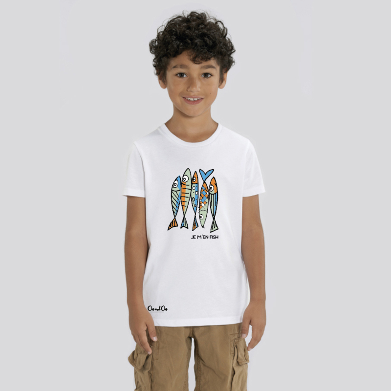 Mysterie Geometrie prachtig T-Shirt Kids - Je m'en Fish - Wit | T-Shirts Kids | M. Moret - Gifts &  Gadgets