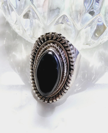 Fulki Zilveren Ring met Black Onyx