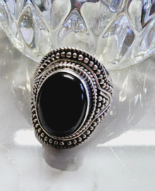 Nezha Zilveren Ring met Black Onyx