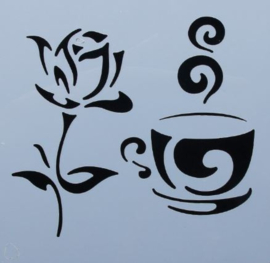 Stencil Rose and Coffeecup