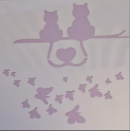 Stencil Love cats