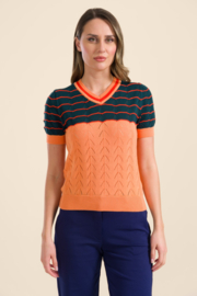 Knitted Sweater V-neck - abricot - LaLamour