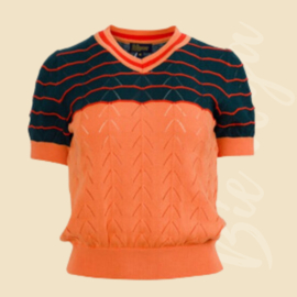 Knitted Sweater V-neck - abricot - LaLamour
