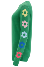 Rita Jumper Green Flower Sleeves