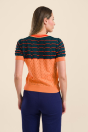 Knitted Sweater V-neck - abricot - LaLamour