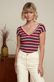 Double V Top Ocra Stripe - ­Poppy Red