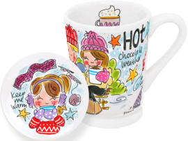 Hot Season XL beker + petit four bordje (blauw) - SET