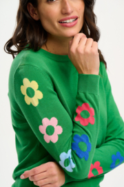 Rita Jumper Green Flower Sleeves