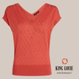 Top - Double V Top Mateo Knit - Tweed Orange - King Louie