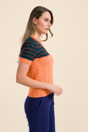 Knitted Sweater V-neck - abricot - LaLamour
