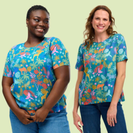 Beth Top - Teal, Rainbow Jungle