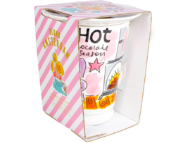 Hot Season XL beker + petit four bordje (roze) - SET