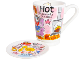 Hot Season XL beker + petit four bordje (roze) - SET