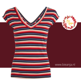 Double V Top Ocra Stripe - ­Poppy Red