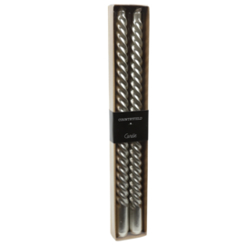 Countryfield Dinerkaarsen Twirly zilver