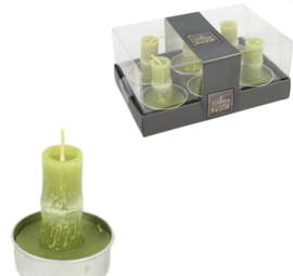 Theelichten bamboe groen