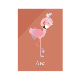 A3 naamposter - 'Boho' Flamingo