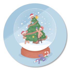 Stickers 10 x  'Kerst' Sneeuwbol 50mm