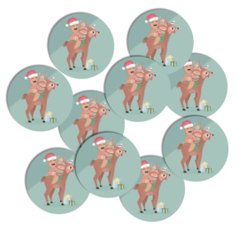 Stickers 10 x  'Kerst' Rendier 50mm