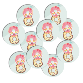 Stickers 10 x  'Sweet' Donuts 50mm