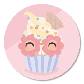 Stickers 10 x  'Sweet' Cupcake 50mm