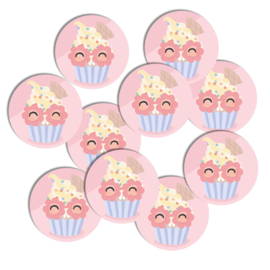Stickers 10 x  'Sweet' Cupcake 50mm