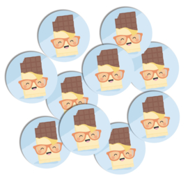 Stickers 10 x  'Sweet' Chocola 50mm