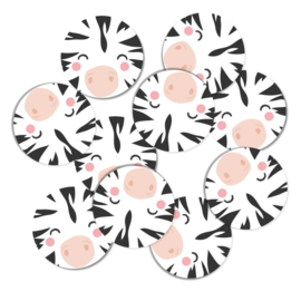 Stickers 10 x  'Faces' Zebra 50mm