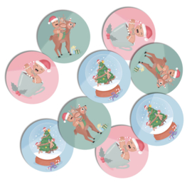 Stickers 9 x  'Kerst' mix 50mm