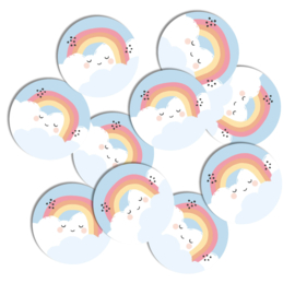 Stickers 10 x  'Happy' Regenboog 50mm