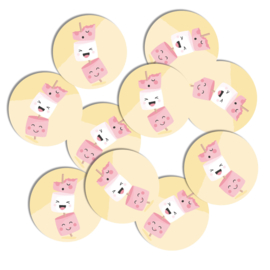 Stickers 10 x  'Sweet' Marshmallows 50mm