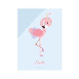 A3 naamposter - 'Boho' Flamingo