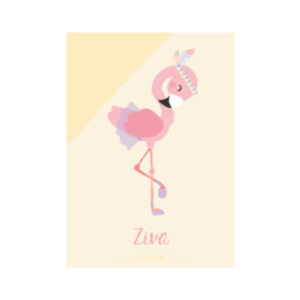 A3 naamposter - 'Boho' Flamingo