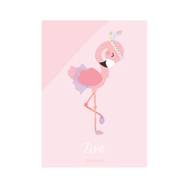 A3 naamposter - 'Boho' Flamingo