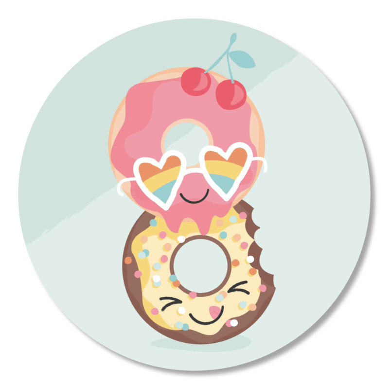Stickers 10 x  'Sweet' Donuts 50mm
